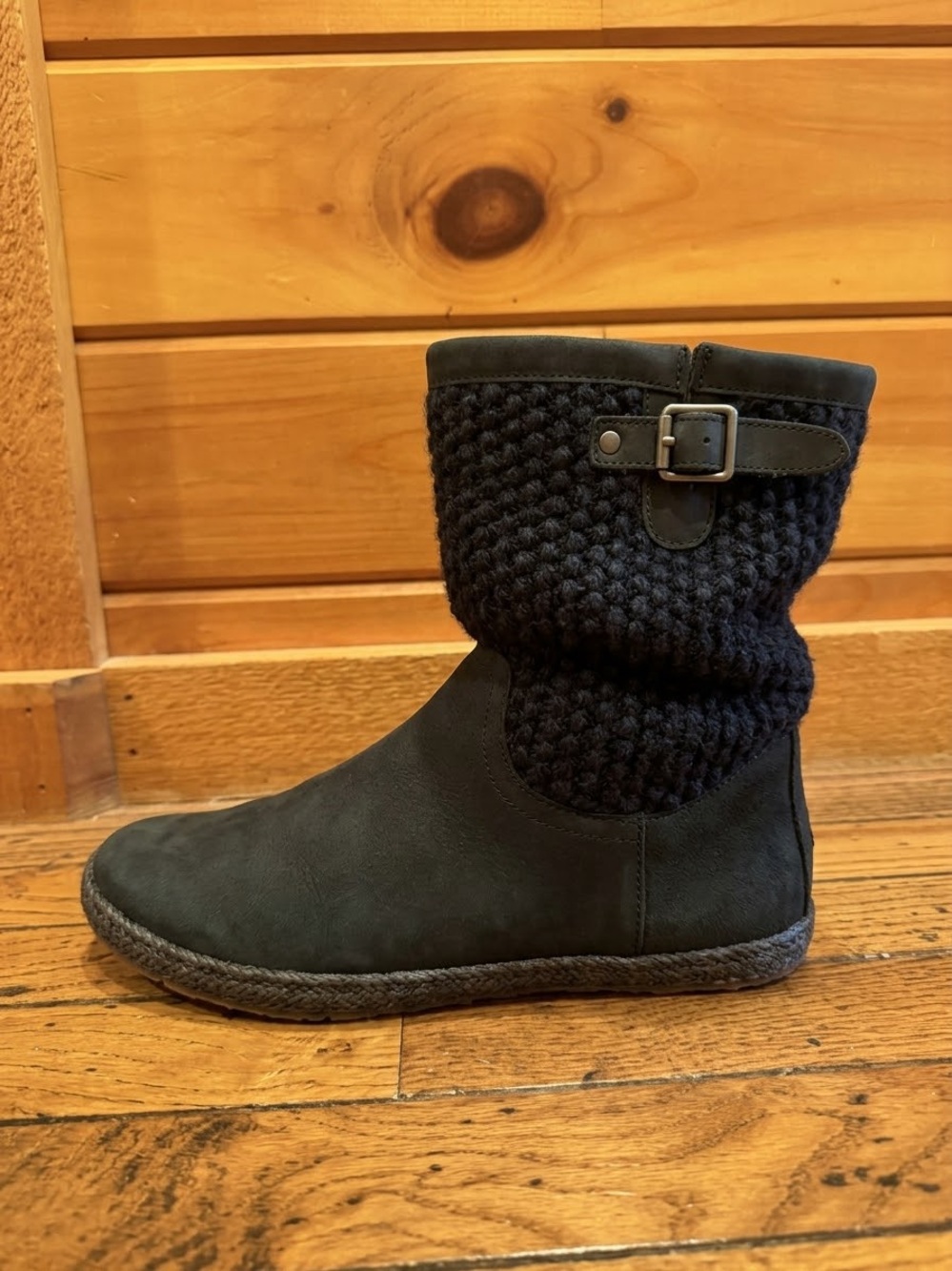 Black Knit Slouch Ankle Winter Boots UGG